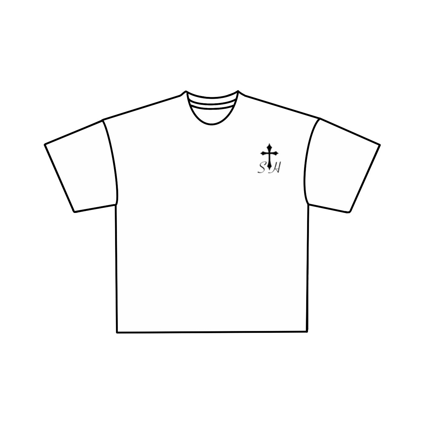 Cross Tee Slightly Cropped (White)(PRE ORDER)