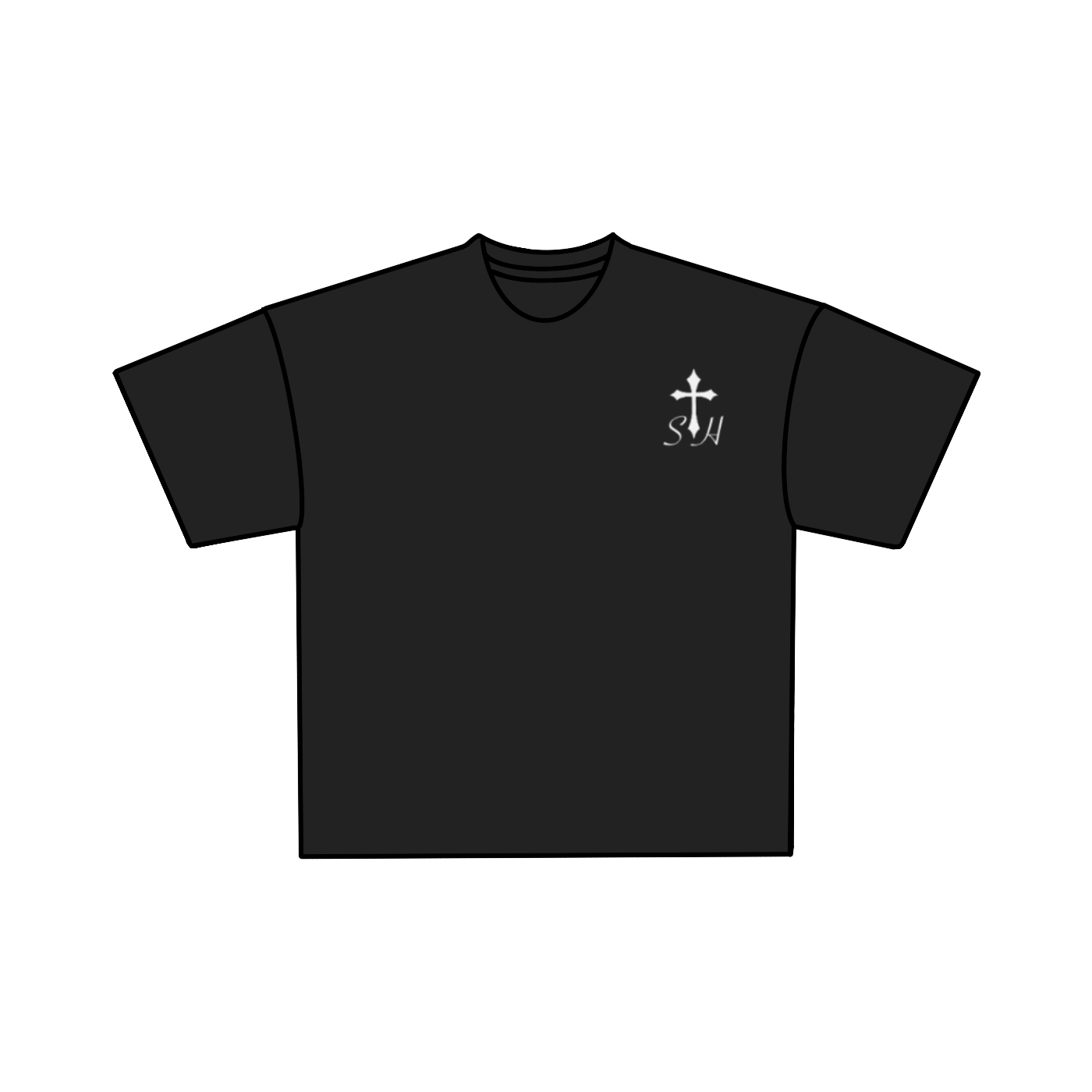 Cross Tee Slightly Cropped (Black)(PRE ORDER)