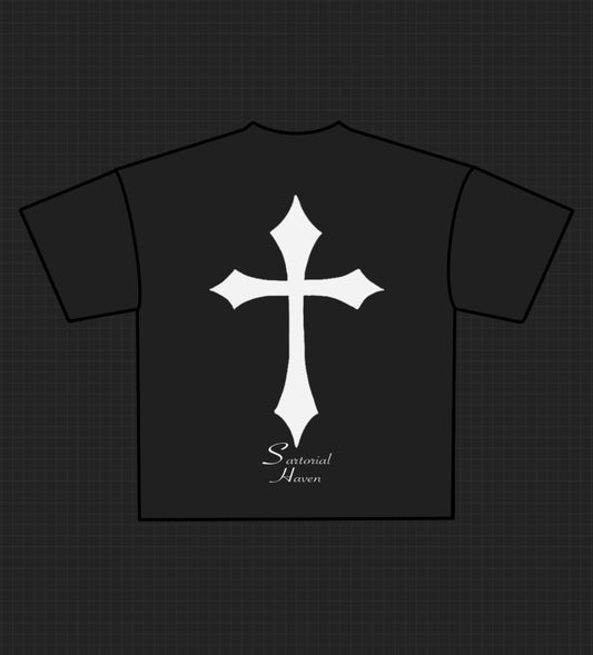Cross Tee Slightly Cropped (Black)(PRE ORDER)