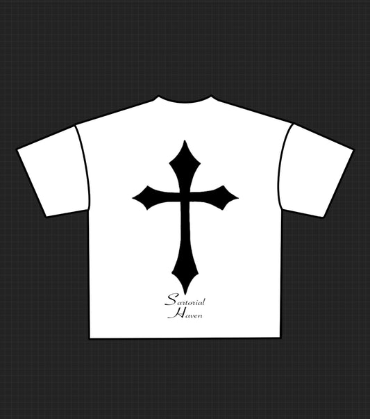 Cross Tee Slightly Cropped (White)(PRE ORDER)